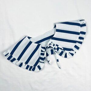 Detachable Navy Striped Ruffle Collar – Preppy Statement Accessory